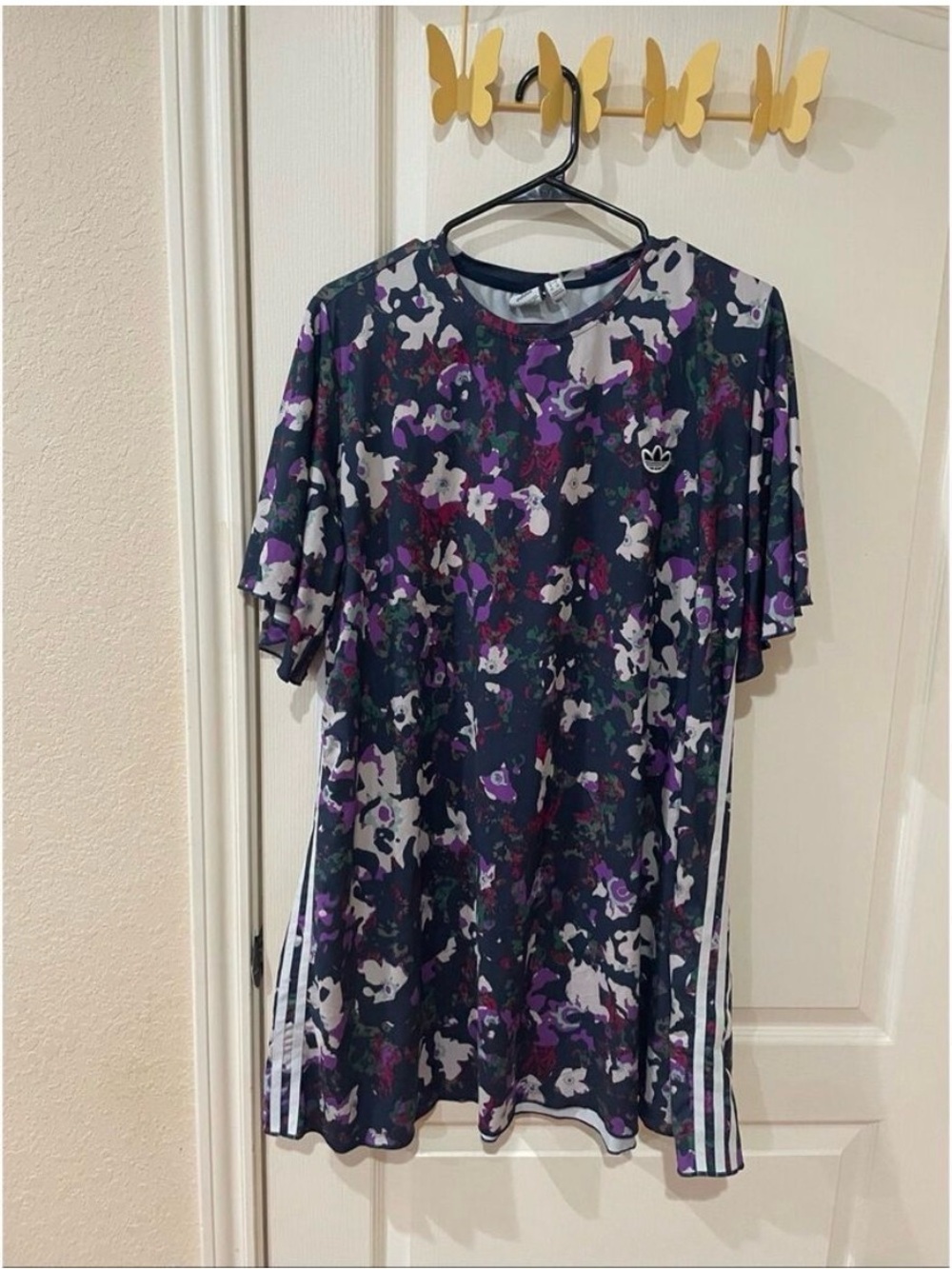Adidas Originals all Over Print Dress Floral Flowers Summer Dress Multicolor Lg